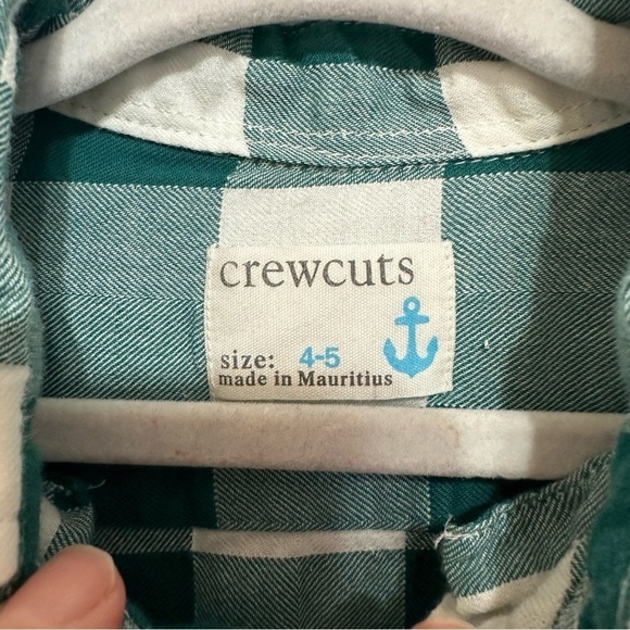 Crewcuts Shirts Boy's Size 4-5 Lot‎ Blue Green Cotton Denim Flannel Button Front - Picture 3 of 10